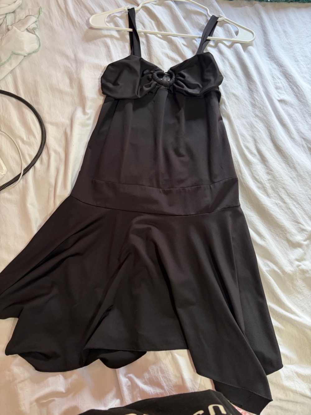 Black Mini Dress with Ring Detail Spaghetti Straps